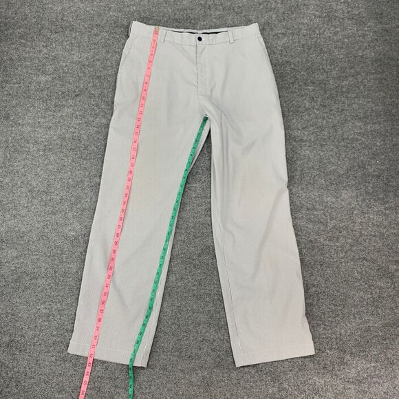 Nike Pants Mens 35 Metal Gray Striped Flat Front Tech Dri Fit Travel Golf Chino - Picture 6 of 12